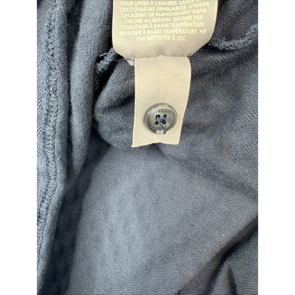 Ted Baker Men's Polo Shirt XL Navy Textured Short Sleeve Cotton Casual - Picture 5 of 7